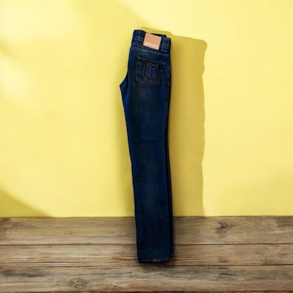 Galliano Women’s Jean Straight Leg Navy Blue Super soft Slightly distressed - Picture 7 of 16